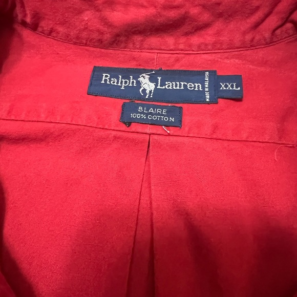 RALPH LAUREN BLAIRE RED SHORT SLEEVE BUTTON DOWN XXL - Picture 2 of 3